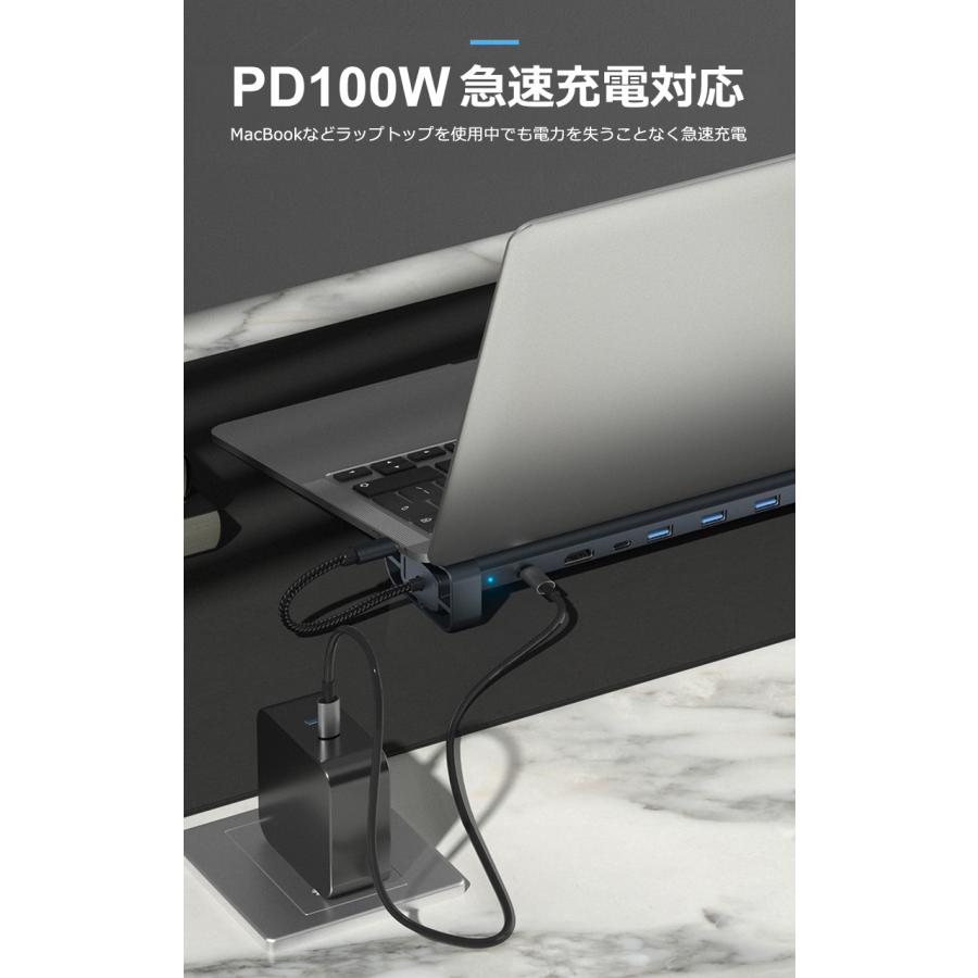 USB ハブ スタンド 10ポート USB拡張 hdmi PD充電 SD/microSD LAN USB