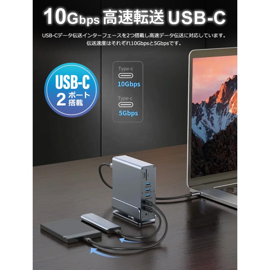 USB C ハブ 縦置き 横置き 回転 4K HDMI DP DisplayPort ディスプレイ