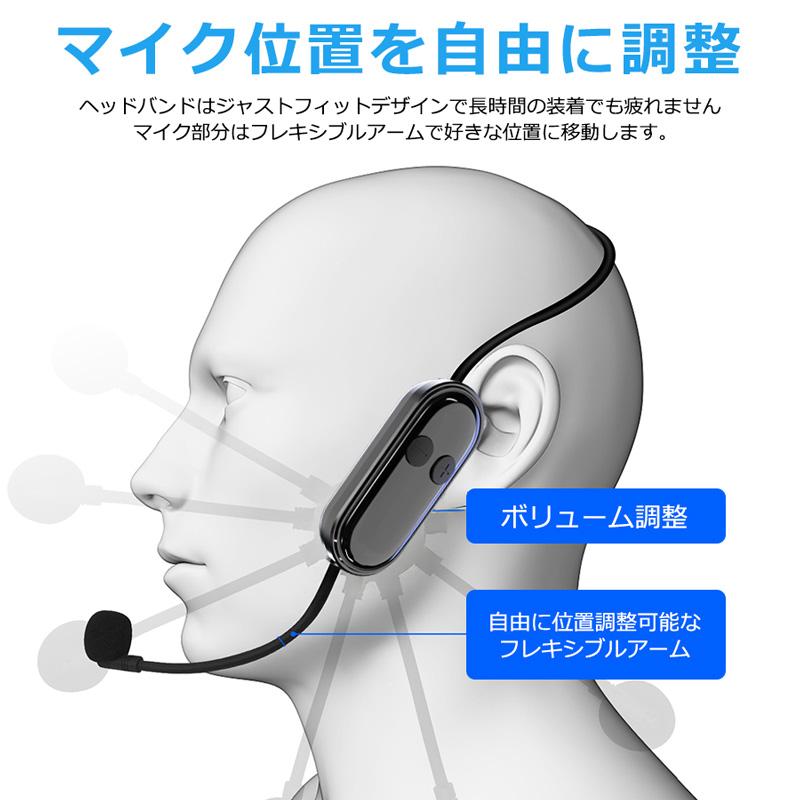 ワイヤレス マイク ヘッドセット ポータブル 拡声器 小型 ハンズフリー