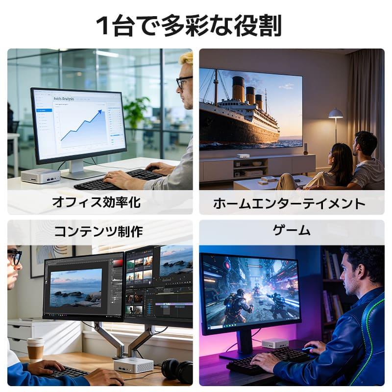 GEEKOM A5 Pro 2026エディション ミニPC AMD Ryzen R5-7530U 搭載(128GBメモリ/6TB SSD拡張対応) 30dB Mini PC 4画面出力 8K対応 SDカード Win 11 Pro 3年保証の画像