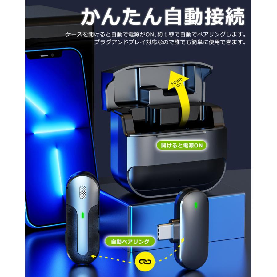 ワイヤレスマイク ピンマイク ラべリアマイク type-c lightning 無線