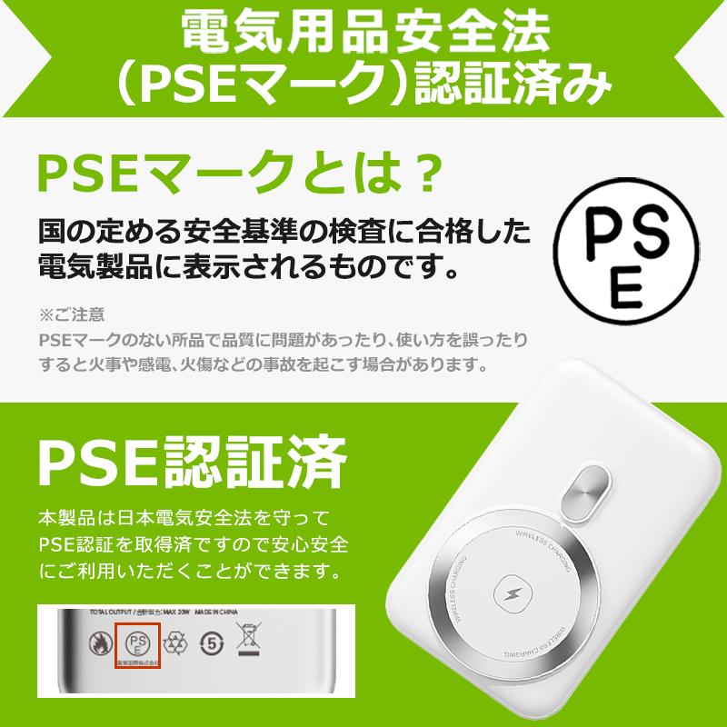 燃えない モバイルバッテリー 準固体 10000mAh SSPB 安全 4倍長寿命 大容量 小型 軽量 マグネット ワイヤレス充電 USB-A/C 急速 残量表示 スマホ PSE 旅行出張の画像