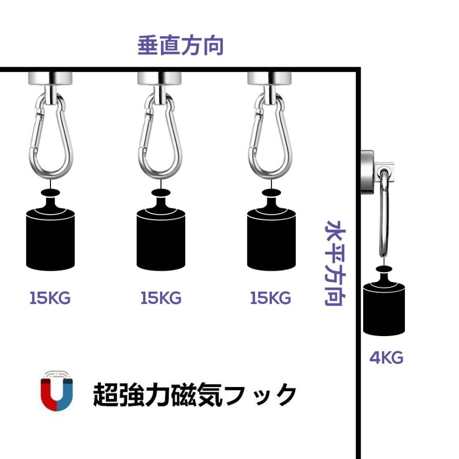 マグネット フック 超強力 ネオジム 磁石 カラビナ付 直径20mm 最大