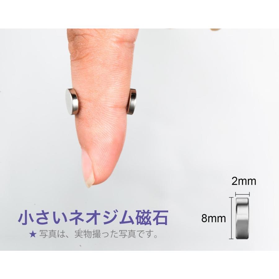 超強力 マグネット 小さい 丸形 ネオジム 磁石 事務所、科学、工芸に最適 8 x 2 mm 60個セット シルバー｜nicetrade｜02