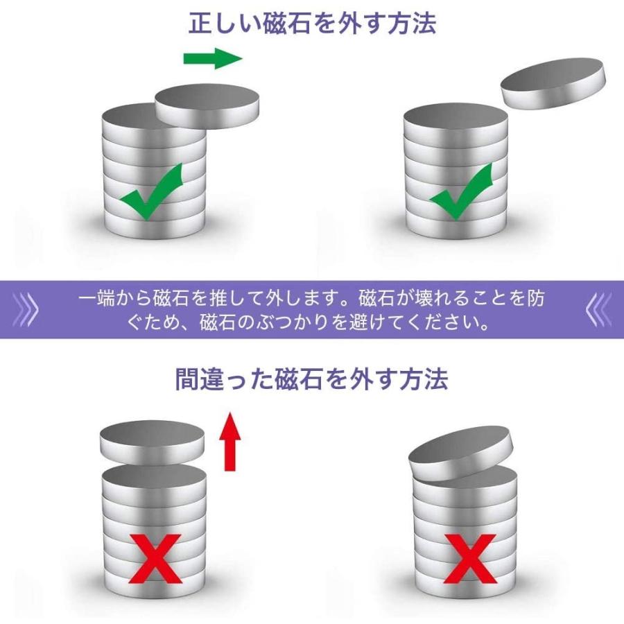 超強力 マグネット 小さい 丸形 ネオジム 磁石 事務所、科学、工芸に最適 8 x 2 mm 60個セット シルバー｜nicetrade｜04