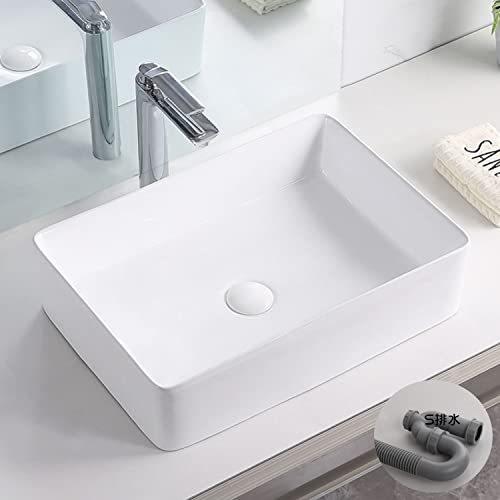 素敵な 陶器 高級排水セット付き 洗面ボウル 洗面ボール トイレ 白陶器製 高級排水金具付き 高温焼成 洗面台 四角型 手洗い鉢 手洗い器 セット おしゃれ 洗面ボウル Www Gatorheatandair Com