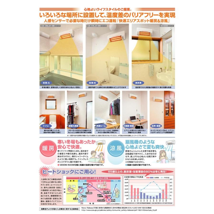 高須産業（TSK） SDG-1200GBM 浴室用 涼風暖房機（壁面取付タイプ