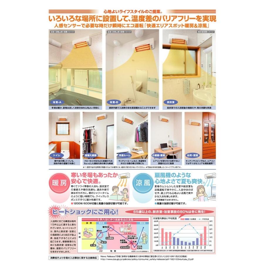 SDG-1200GSM 高須産業（TSK） 涼風暖房機 (壁面取付タイプ/脱衣所