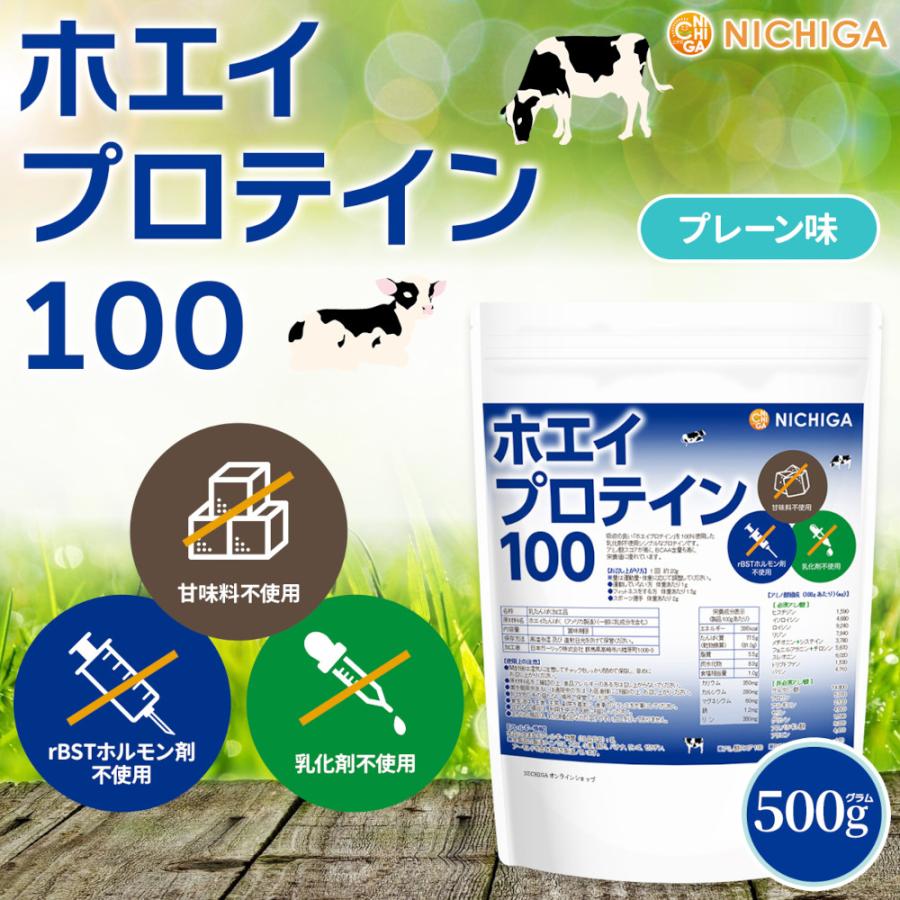 NICHIGA（ニチガ） ホエイプロテイン100 プレーン味 500g【メール便