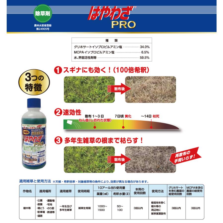 HearT はやわざPRO ハート 除草剤 農薬登録 500ml 希釈 100倍 雑草