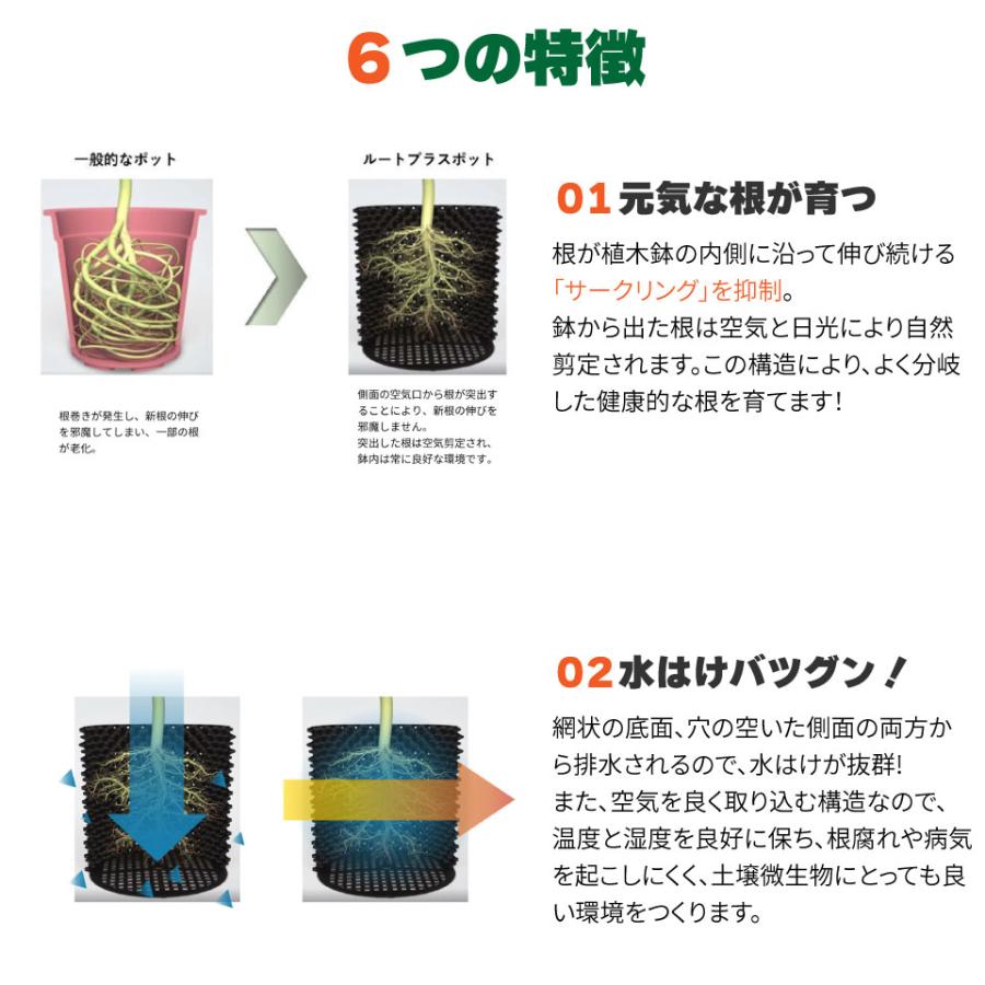 【50個組】 RootPlus ルートプラスポット ガーデニング 植木鉢 植物 栽培 造園 南栄工業 NAN-A 黒 GS-AP200M 7.5L 送料無料の画像