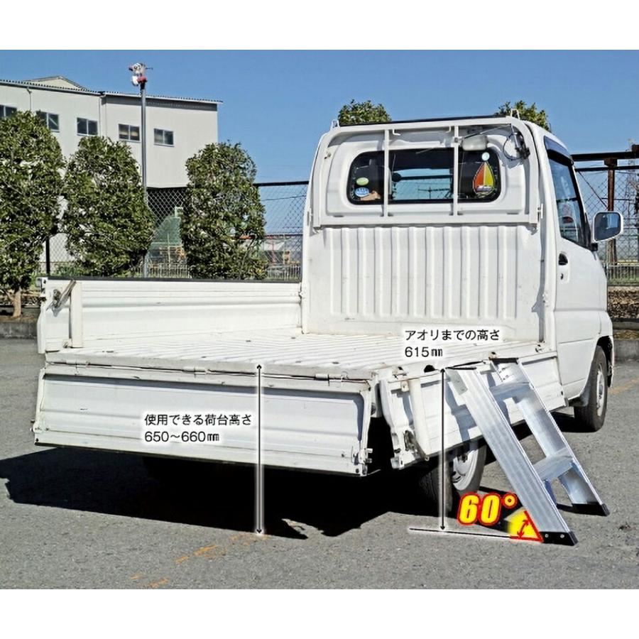 ALINCO アルインコ 軽トラック 荷台用ハシゴ ステップ CWS-65 踏み台 アルミ製 軽い 送料無料｜nichiriki｜02