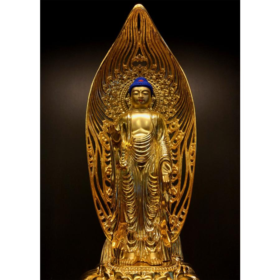 特別仕立 阿弥陀如来 5寸 金箔 来迎雲 舟型水煙光背 G-4 : 十八羅かん