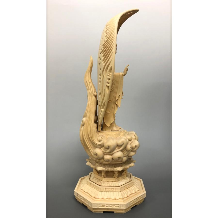 阿弥陀如来立像 6寸 舟型来迎雲文光背◆白檀 木彫 仏像 阿弥陀如来立像 6寸 舟型来迎雲文光背◇白檀 木彫 仏像 美術