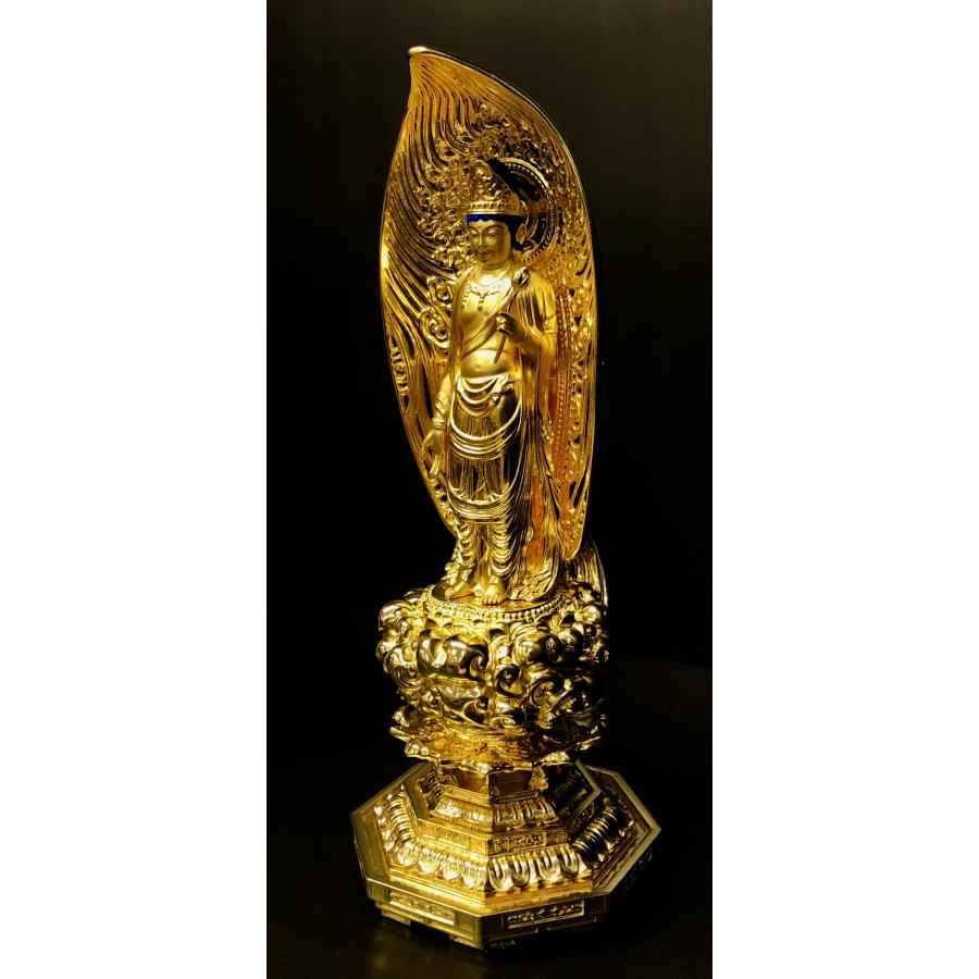 特別仕立 観音菩薩立像【金箔金泥仕立】4寸 米ヒバ WK-4 : 十八 特別仕立 観音菩薩立像【金箔金泥仕立】4寸 米ヒバ WK-4 : 十八