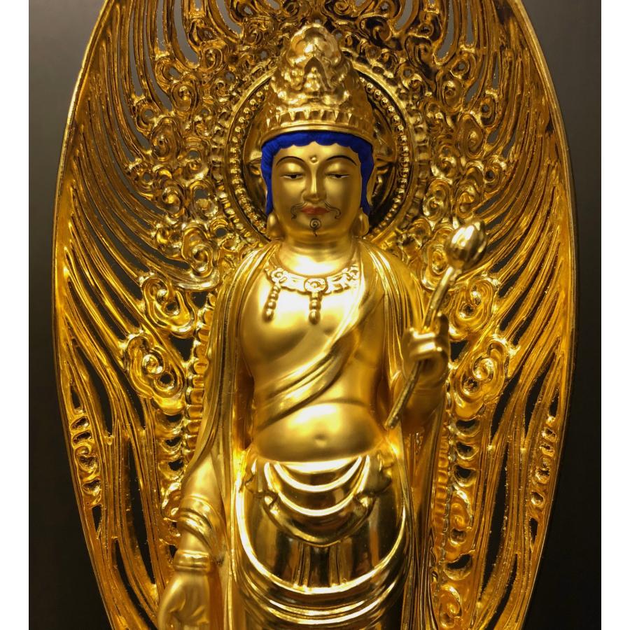 特別仕立 観音菩薩立像【金箔金泥仕立】4寸 米ヒバ WK-4 : 十八 特別仕立 観音菩薩立像【金箔金泥仕立】4寸 米ヒバ WK-4 : 十八