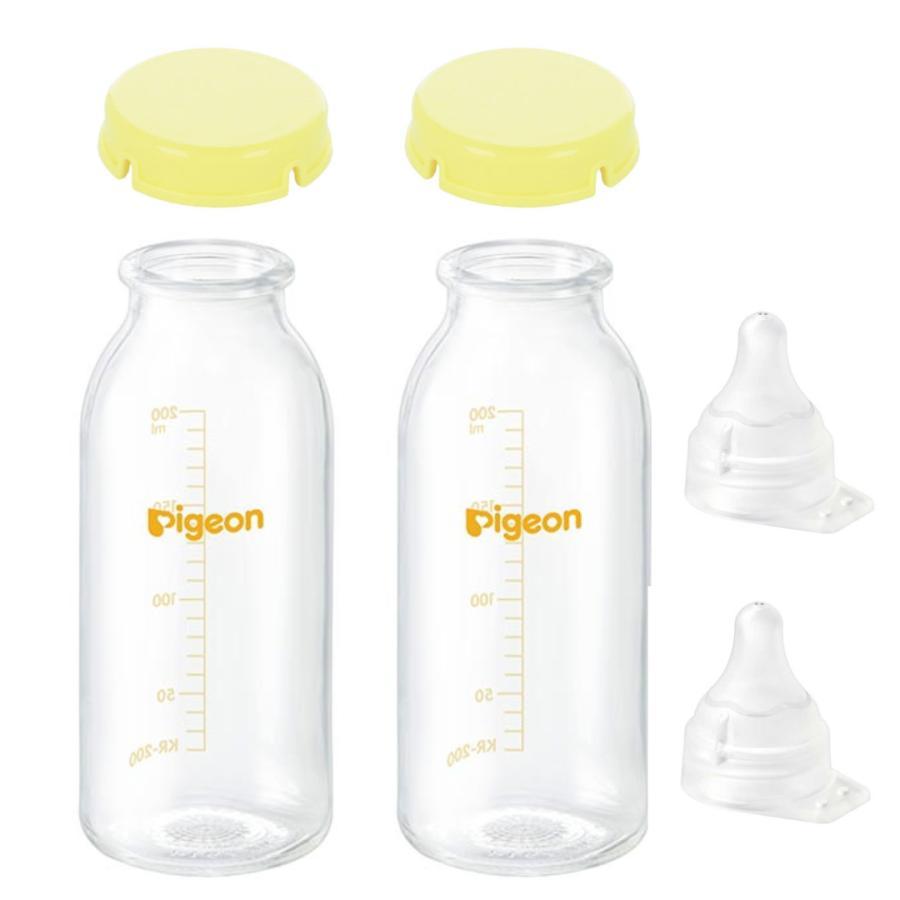 母乳実感 直付け 哺乳瓶200ml×2個 + 直付け乳首(流量大)×2個 + ＫＲキャップ(イエロー)×2個（Yahoo!・日用品のまろ）