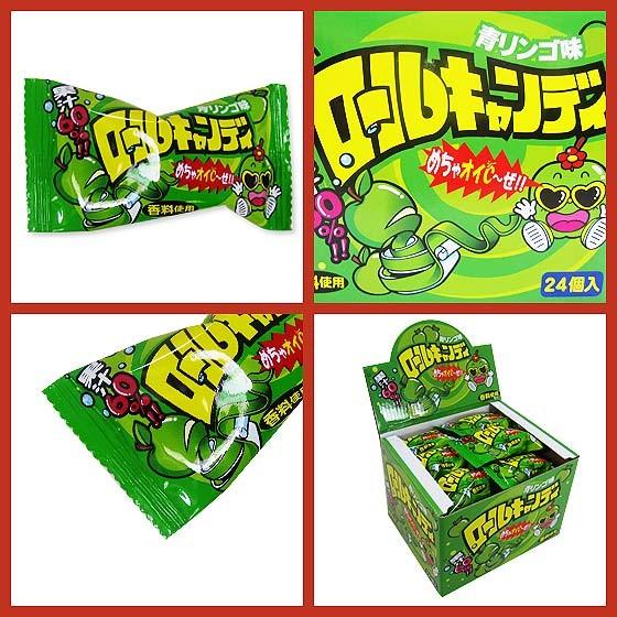 ロールキャンディ青リンゴ味（24個入）駄菓子 まとめ買い 箱買い 飴
