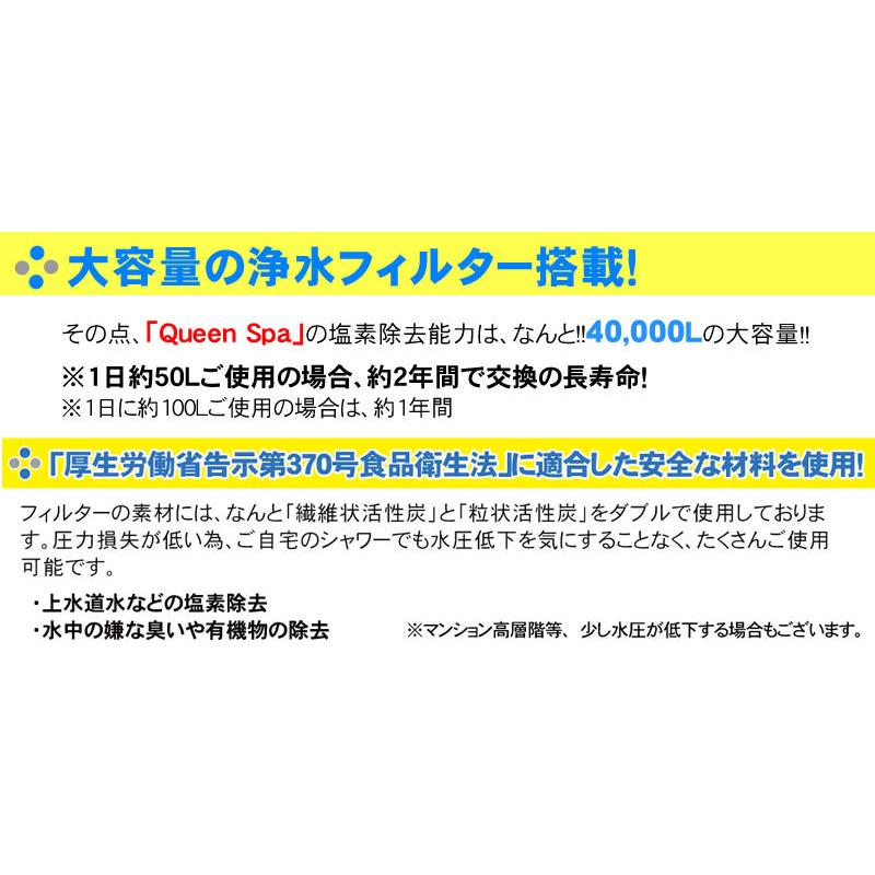 お風呂用浄水器 Queen Spa（クイーンスパ）お風呂で塩素カット 大容量フィルター 乾燥肌・敏感肌などデリケートなお肌やの方にオススメ お風呂で塩素除去の画像