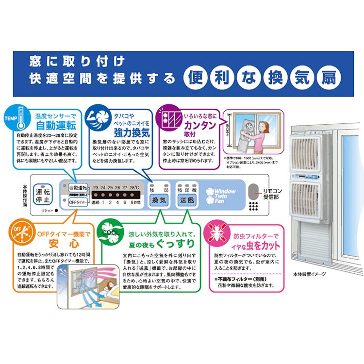 高須産業株式会社 窓用ツインファン FMT-200SM ミニリモコン付きタイプ ウィンドウ・ツインファン 「ミニリモコン付き」 FMT-200SM + 不織布