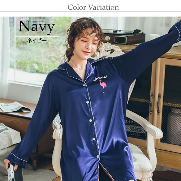 L Xlサテンワンピーステーラード襟パイピング長袖前開きパジャマ 3145 オーバーサイズルームウエア部屋着 メール便不可 Akr 3145 Nicoインナーショップ 通販 Yahoo ショッピング