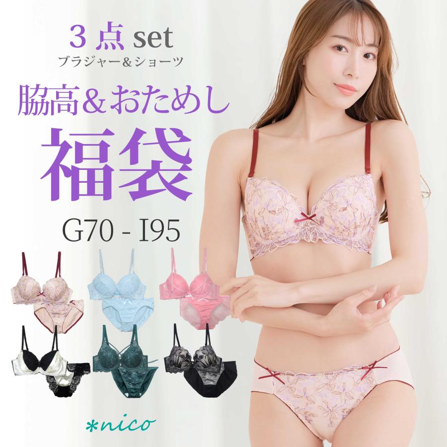 G70-I95 大きいサイズ ブラセット 3組入り 下着福袋 レディース 2026