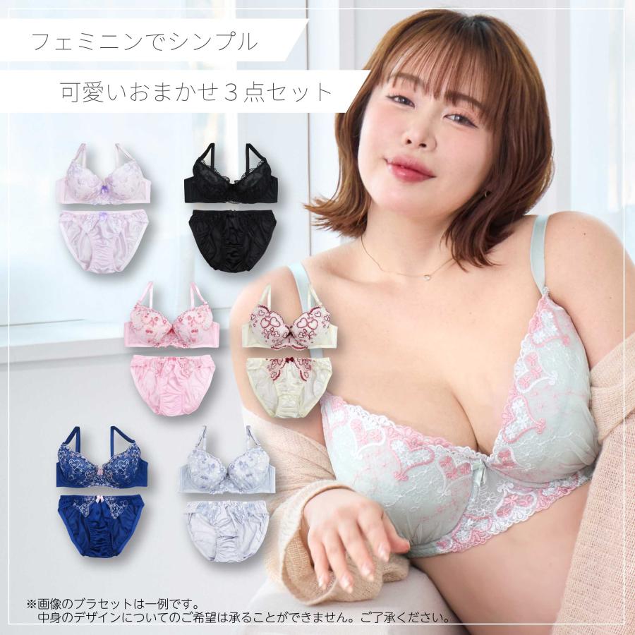 ブラジャー ショーツ 3枚組 福袋 B85-I95 大きいサイズ 上下セット