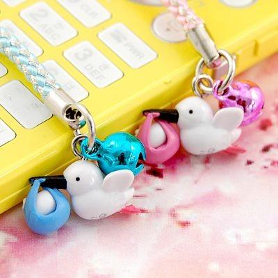 ハローキティ こうのとりキティ 根付けストラップ ピンク