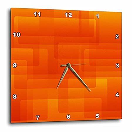 【在庫限り】 3dRose 明るいオレンジ色の丸い長方形 壁時計、13×13インチ（dpp_213735_2）＿並行輸入品 - 抽象画 掛け時計、壁掛け時計