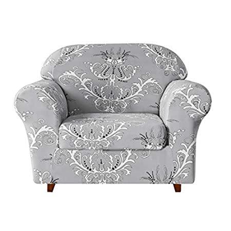 (Chair, Gray) - TIKAMI 2-Piece Spandex Printed Fit Stretch Sofa Slipcovers ＿並行輸入品
