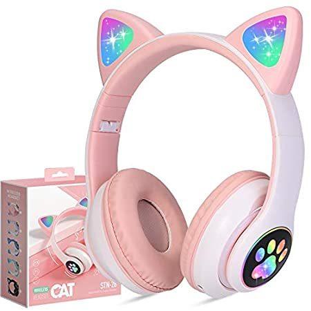 最旬トレンドパンツ Wireless Headphones TCJJ Cat Ear LED Light Up Bluetooth Foldable Headphones＿並行輸入品 DJ用ヘッドフォン