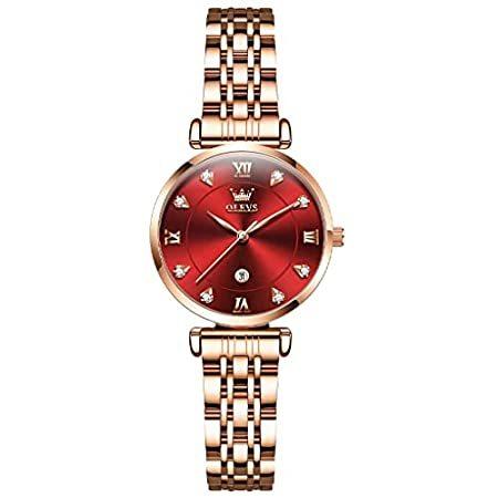 【現金特価】 Women for Watches Quartz Red Small ＿並行輸入品 Wrist Thin Watch Round Hands Three Face 腕時計