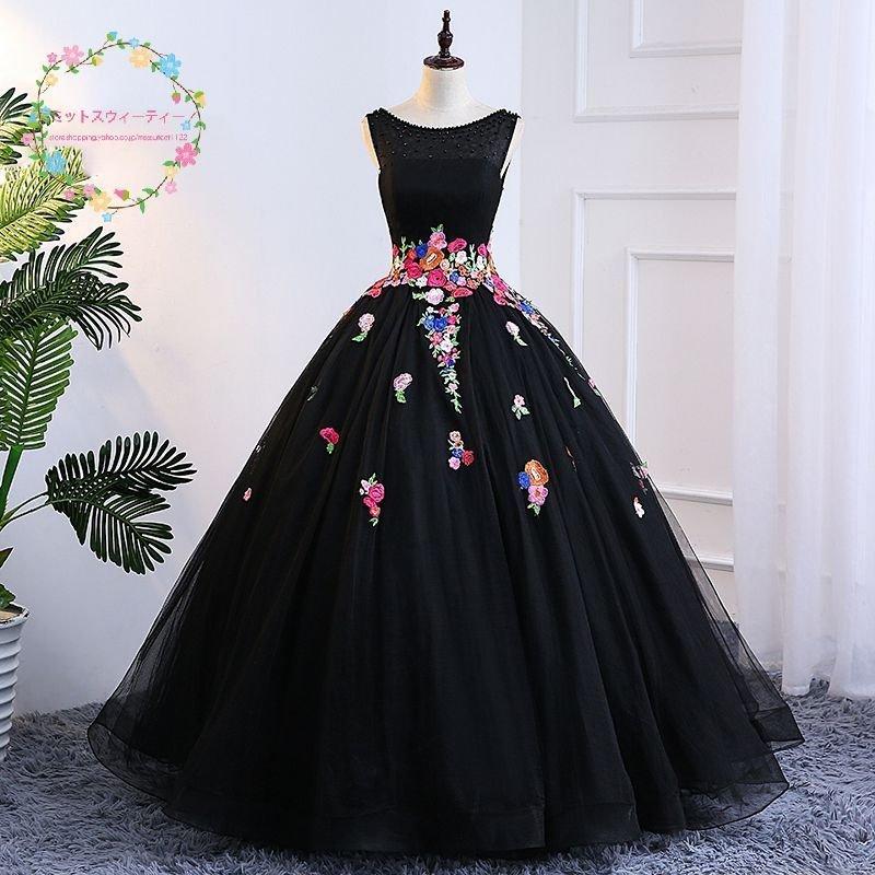 オンラインストアオーダー カラードレス ブラック ノースリーブ 花柄 刺繍 舞台衣装 フォマールドレス 黒 演奏会 発表会 ステージドレス 編み上げ コンサート 代 30代 40代 50代 60代 純正直販店 Ssl Daikyogo Or Jp