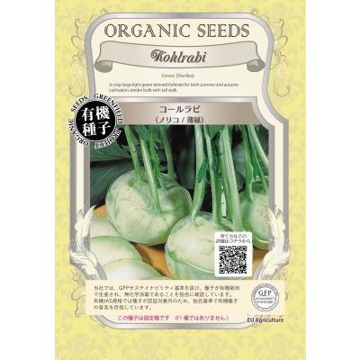 有機種子 固定種 コールラビ ノリコ 80粒 種 薄緑 種子 小袋 2026年11月期限 | 