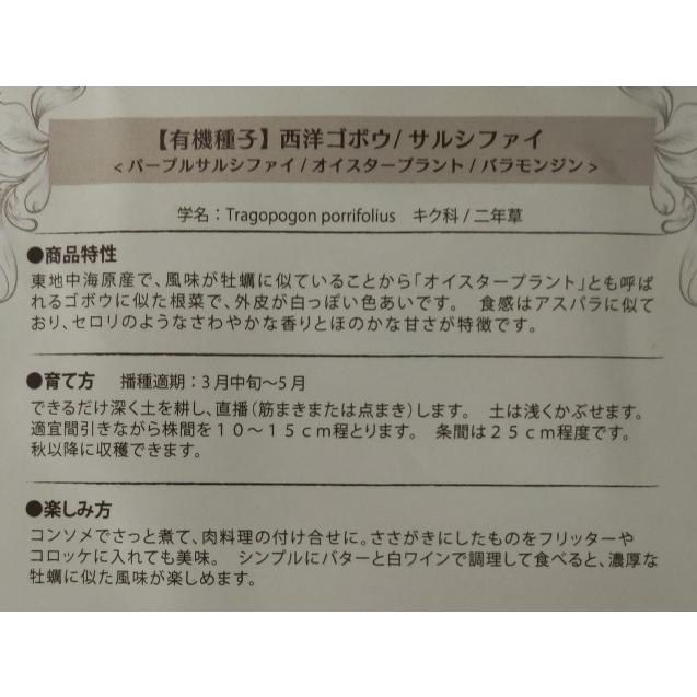 有機種子 固定種 西洋ゴボウ パープルサルシファイ オイスタープラント バラモンジン 種 0.5g 2026年11月期限 |  | 01