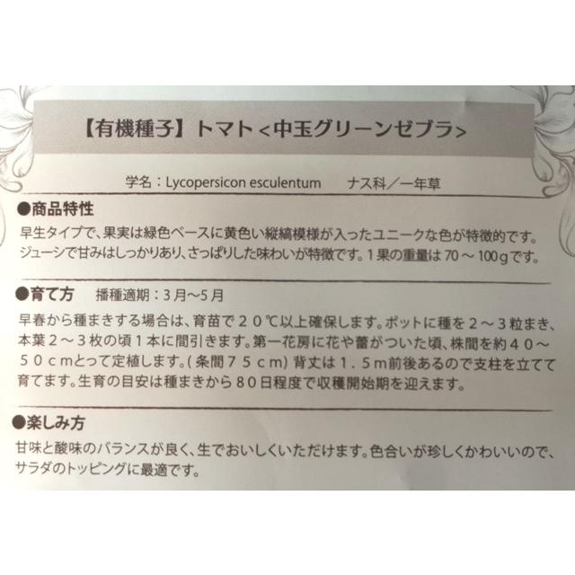 有機種子 固定種 とまと トマト 中玉グリーンゼブラ 20粒 2026年11月期限 |  | 01