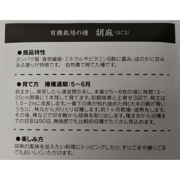 有機種子 固定種 ごま 胡麻 種 白ごま 6.5g 2026年11月期限 |  | 02