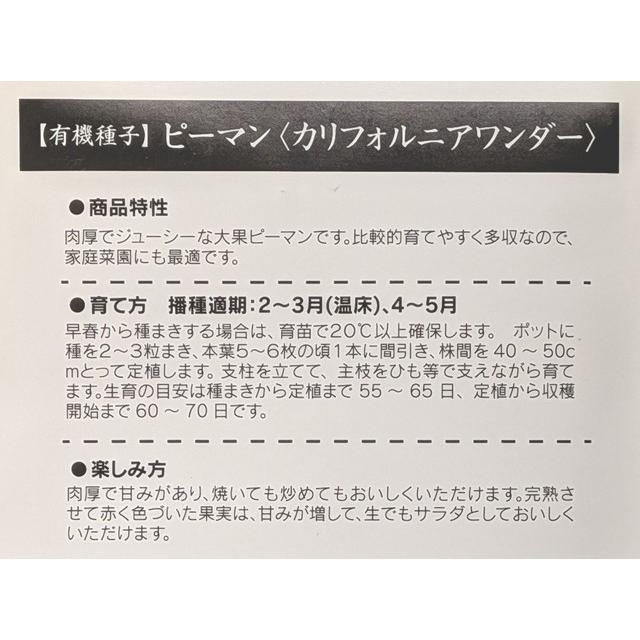 有機種子 固定種  ピーマン カリフォルニアワンダー 25粒 種 2026年11月期限 |  | 02