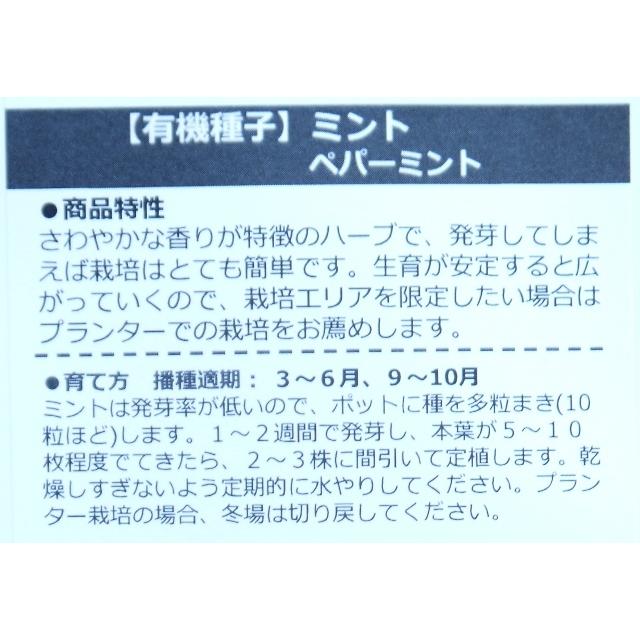 有機種子 固定種 ミント 種 ペパーミント ハーブ 22年11月期限 Nicoco プランター菜園を楽しむ会 通販 Yahoo ショッピング