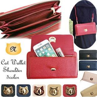 A1198 ねこ顔の留め金 スマホ お財布 ショルダーバック, ネコ 多 A1198 ねこ顔の留め金 スマホ お財布 ショルダーバック, ネコ 多