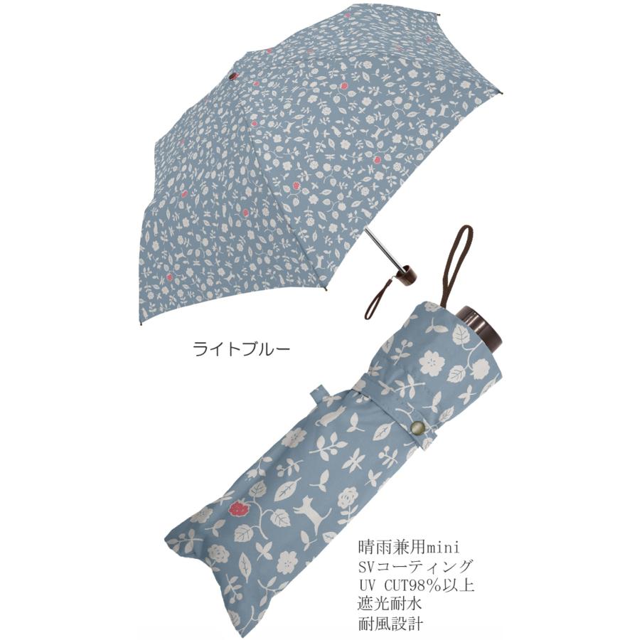 YBB1043 フラワーベリーキャット折りたたみ傘,晴雨兼用miniグラス
