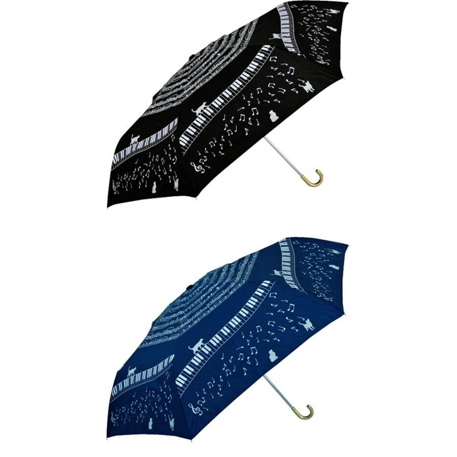 YBB1089 Cat & Musicラメプリントネコ折りたたみ傘, 55cm軽量