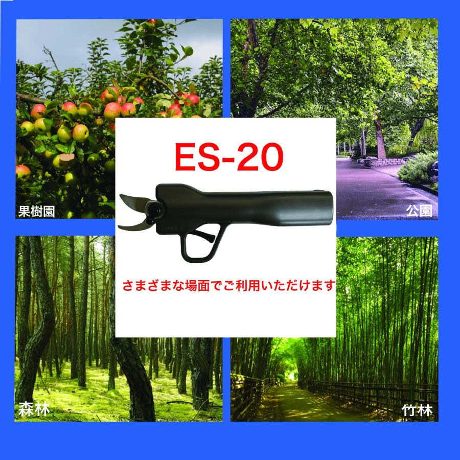 【在庫限り・特価品】コードレス電動剪定バサミ ES-20 TypeC 充電 切断径20mm バッテリー内蔵タイプ 重量730g 造園 果樹 園芸 剪定 DIY 合同会社WATT_5