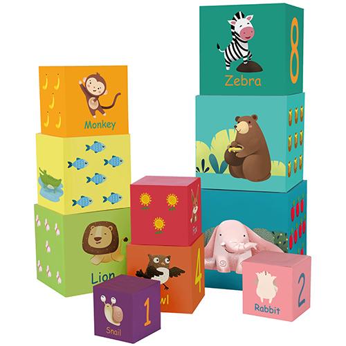 クラシックワールド ワイルドアニマル スタッキング キューブ 知育玩具 キューブブロック 子供 出産祝い t9862ベビー&キッズ玩具