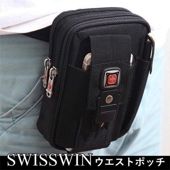 Swisswin ベルトポーチ メンズ レディース 仕事用 ウエストポーチ 防水 ブランド 大容量 スマホポーチ 大きめ カラビナ 釣り 40代 60代 スーパーセール期間限定