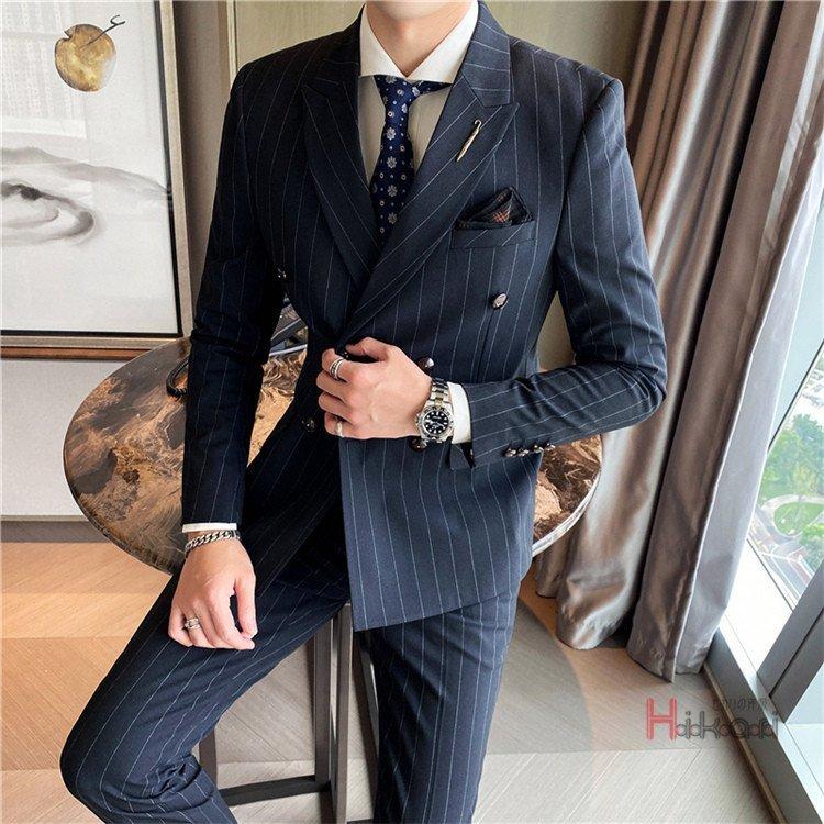 22公式店舗 スーツ 3ピース メンズ 秋冬 セットアップ スーツ 細身 ストライプ柄 ビジネススーツ スリーピー スリーピース 6つボタン 3ピーススーツ 紳士 ダブルスーツ おしゃれ ベスト付 ジレ スラックス ジャケット ビジネススーツ Ashokanstreams Org