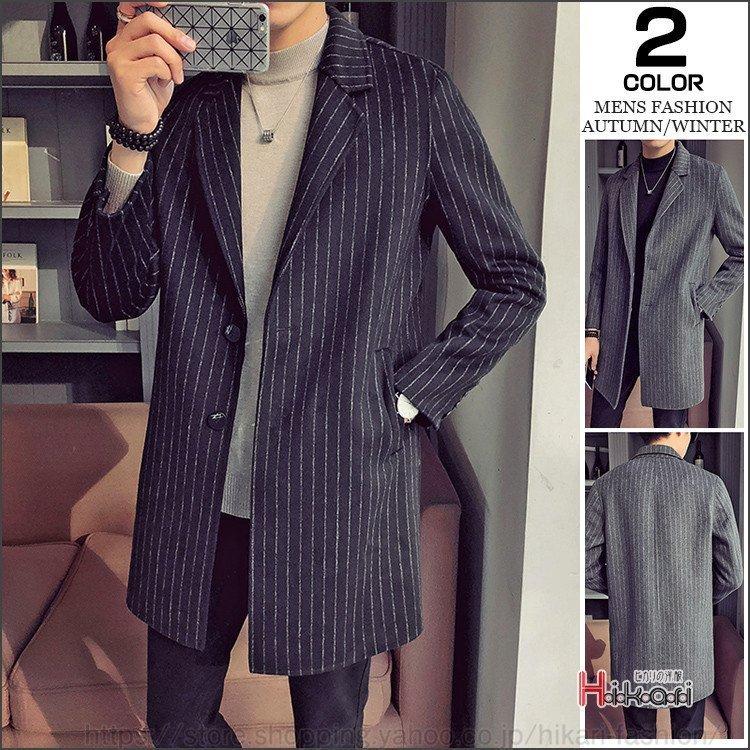 定番の冬ギフト ストライプ柄 メンズ チェスターコート 秋冬 メンズファッション カジュアル ビジネス ロングコート アウター チェスターコート サイズ 3xl Garces Org