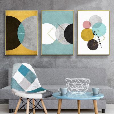 ウォールアート幾何学色ブロック円形装飾画 ホームインテリアプリント リビングルーム ダイニング 寝室 廊下 バスルーム 壁画 スタジオ キャンバス 新登場