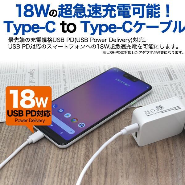 18Wの超急速充電可能 超急速充電 Type-C to Type-Cケーブル 100cm 通信