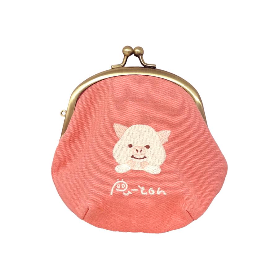 ぷーとん】 がま口ポーチ にっこり（ピンク） PINK 豚 【2024春新作  